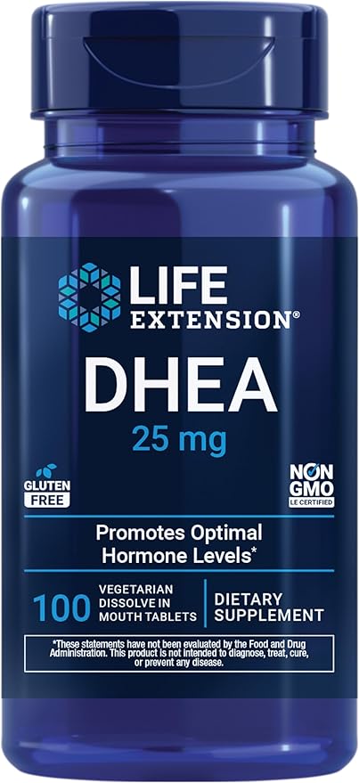 Life Extension DHEA 25 mg dissolve-in-mouth tablets bottle