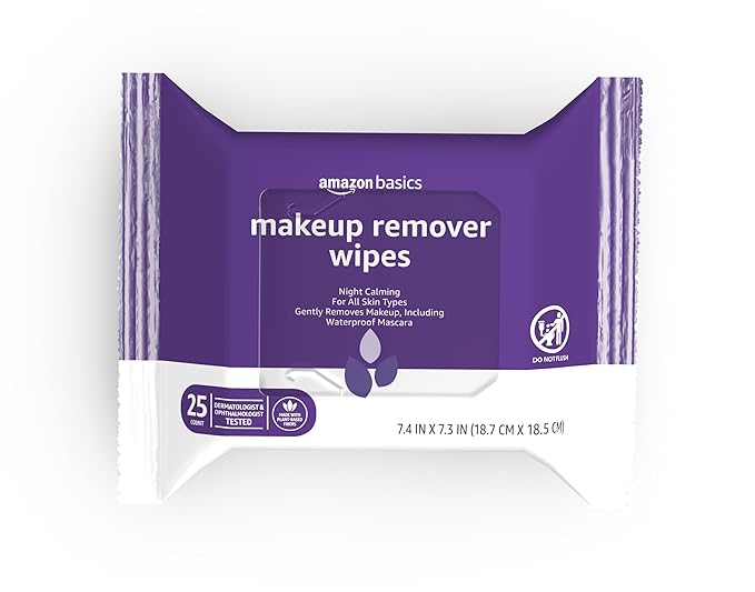 Amazon Basics night calming makeup remover wipes pack