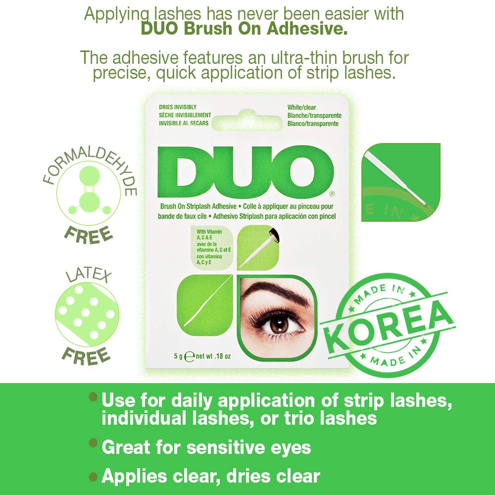 Brush-on eyelash glue for strip and individual lashes