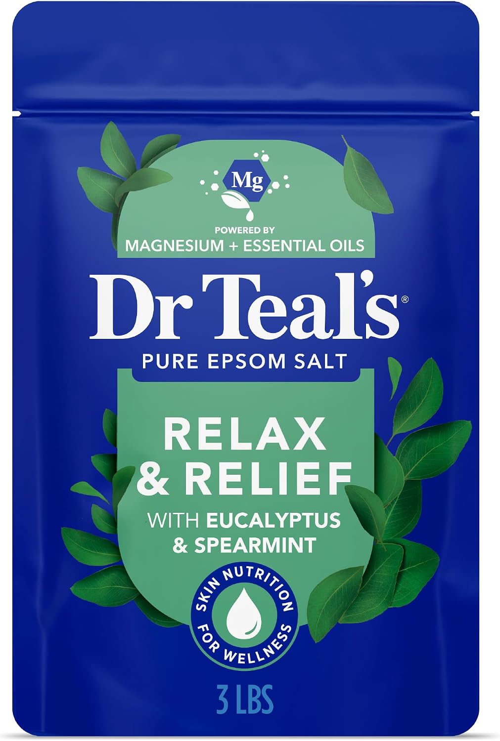 Dr Teal's eucalyptus spearmint Epsom salt soak front view