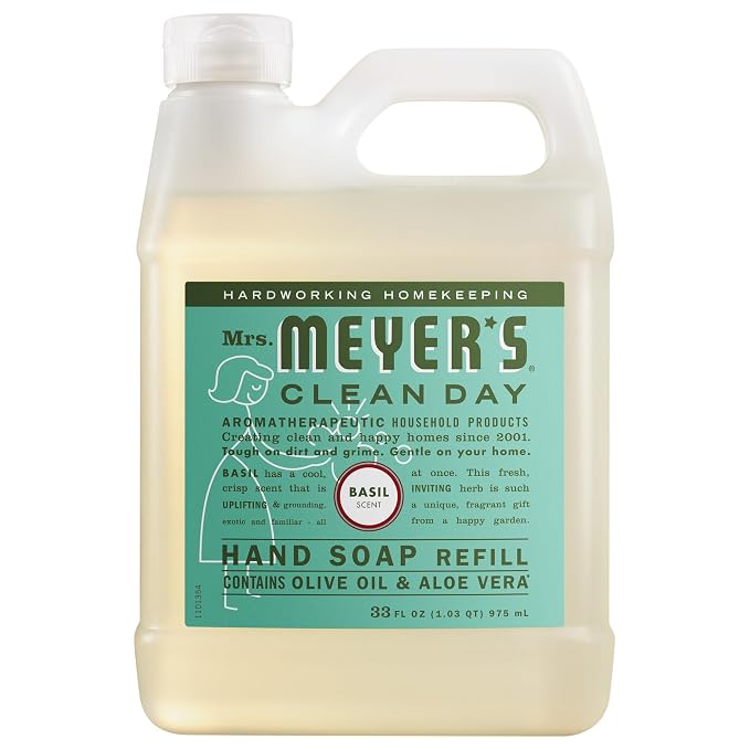Mrs. Meyer's Basil liquid hand soap refill 33 fl oz
