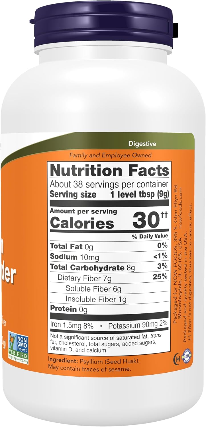 NOW Supplements psyllium husk powder front label
