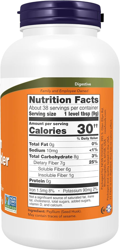 NOW Supplements psyllium husk powder front label