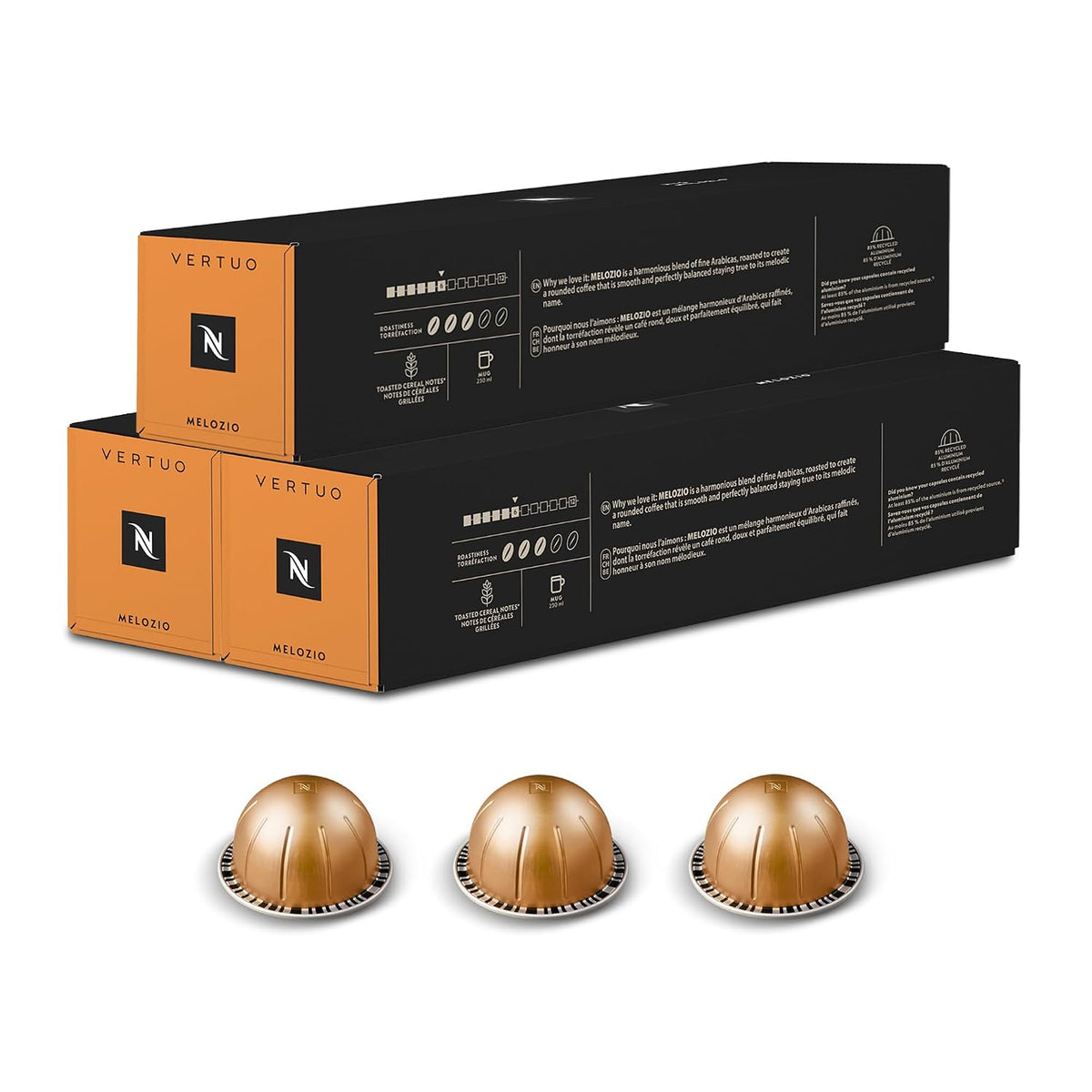 Nespresso Melozio coffee pods with smooth medium roast flavor