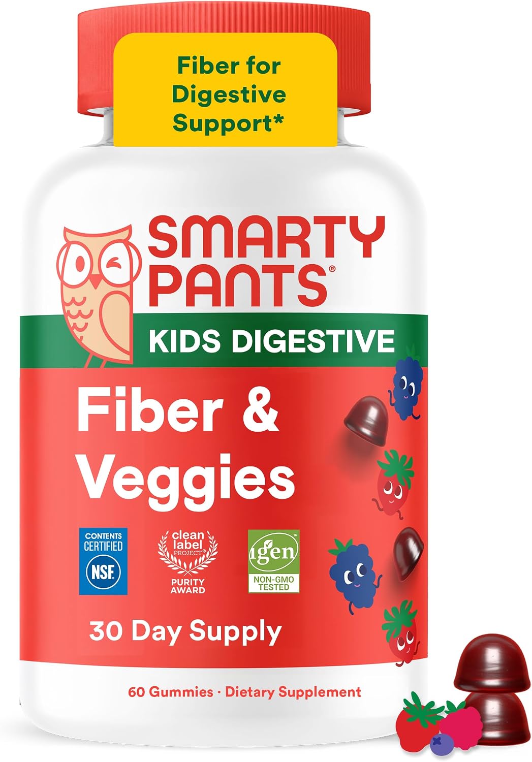 SmartyPants kids fiber gummies with inulin 60 count