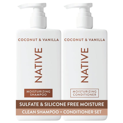 Native naturally derived shampoo and conditioner bottles