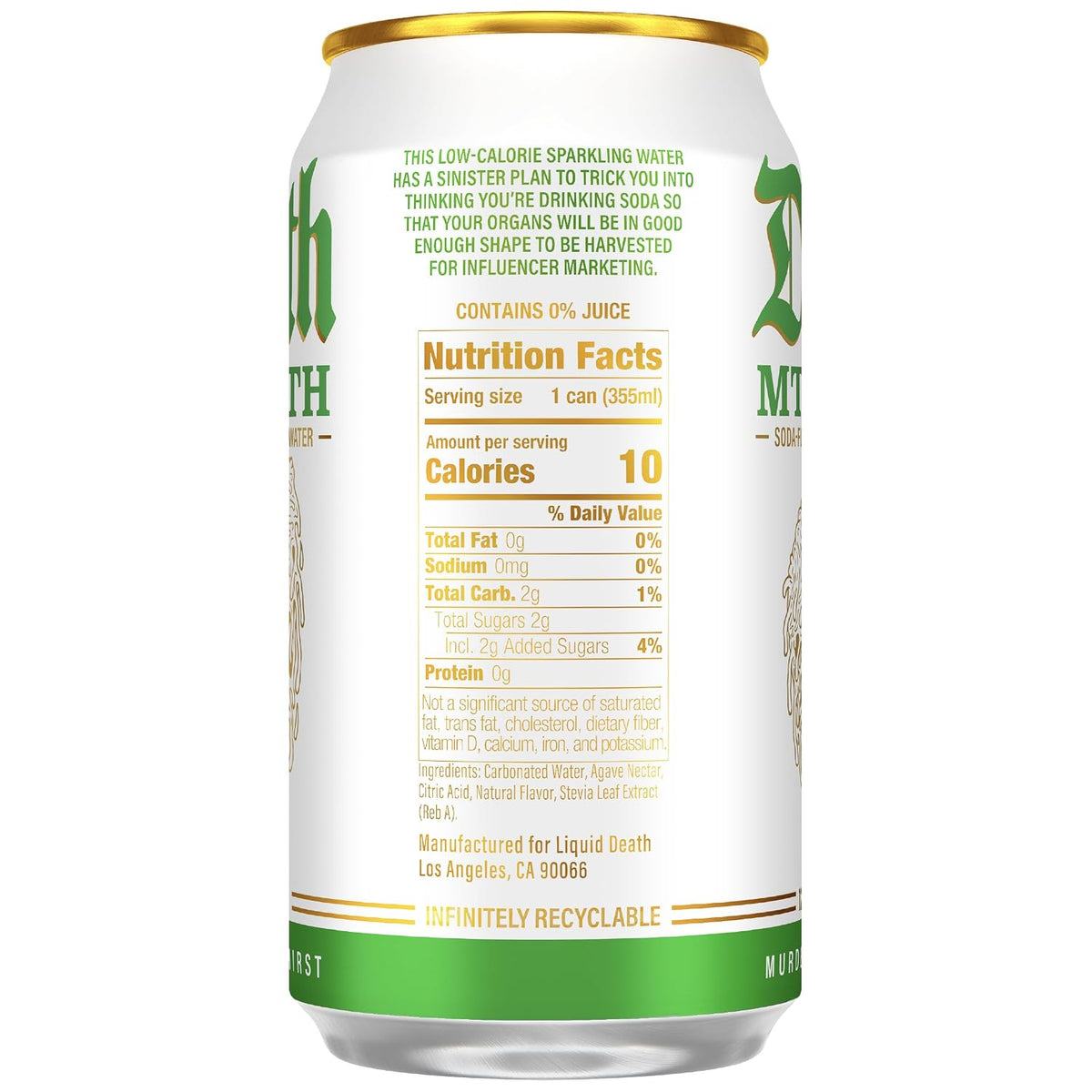 Mt. Death sparkling water with less sugar
