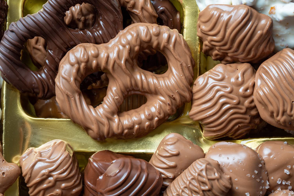 Holiday chocolate gift basket for adults
