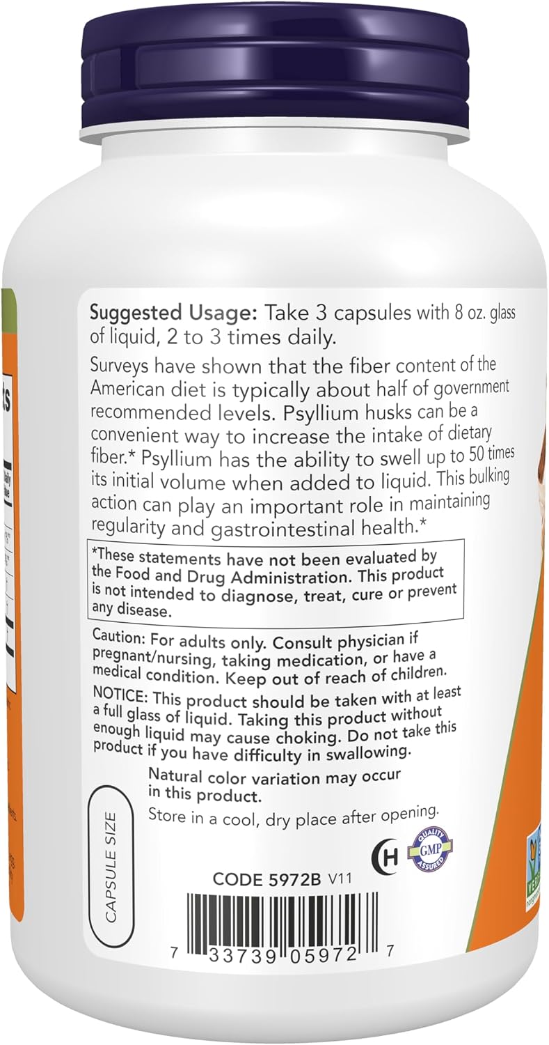 NOW Foods soluble fiber supplement bottle label