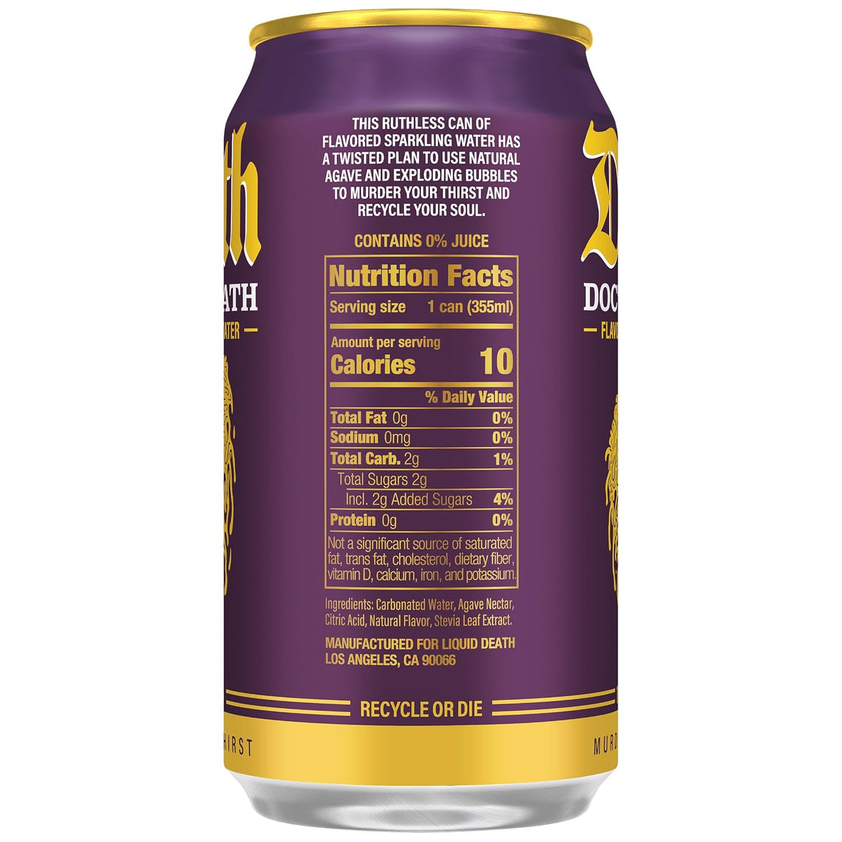Liquid Death caffeine free sparkling water cans