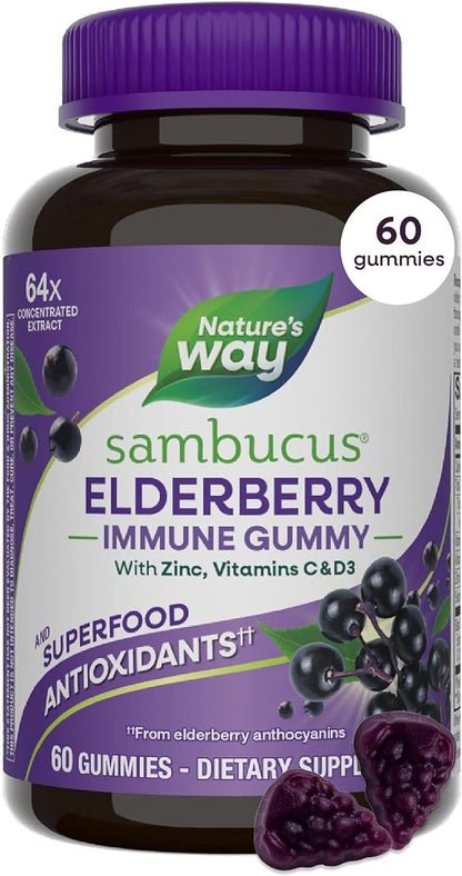 Nature's Way Sambucus Elderberry Gummies 60 count bottle