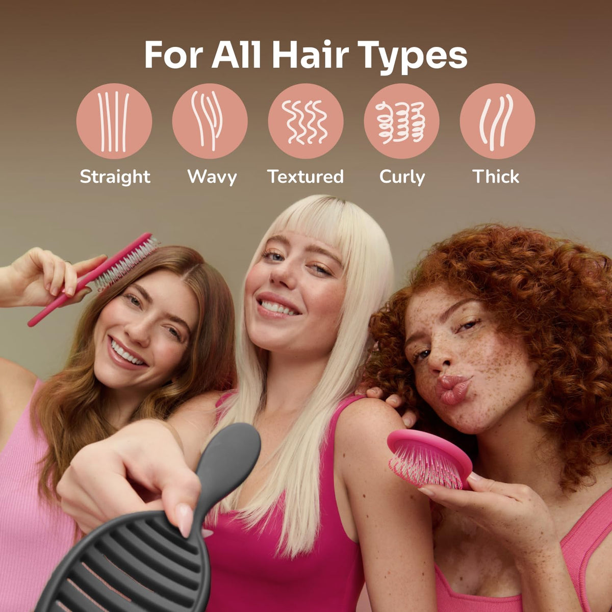 Black ceramic hair brush with heat-resistant bristles