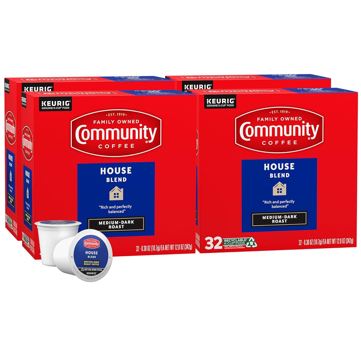 Community Coffee House Blend 32-count coffee pod box
