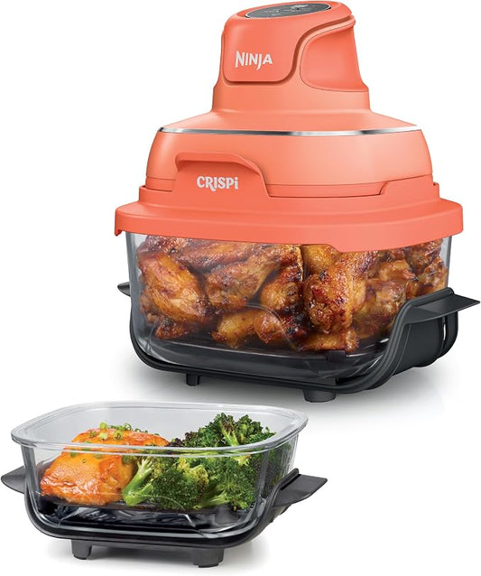 Ninja Crispi orange glass air fryer front view
