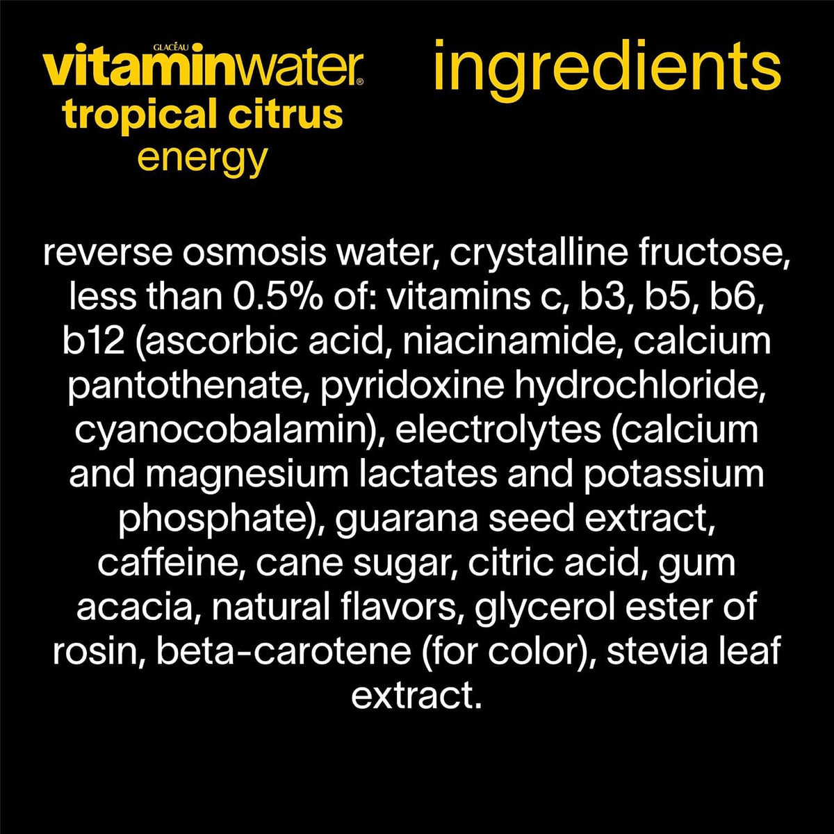 vitaminwater tropical citrus flavored water drink