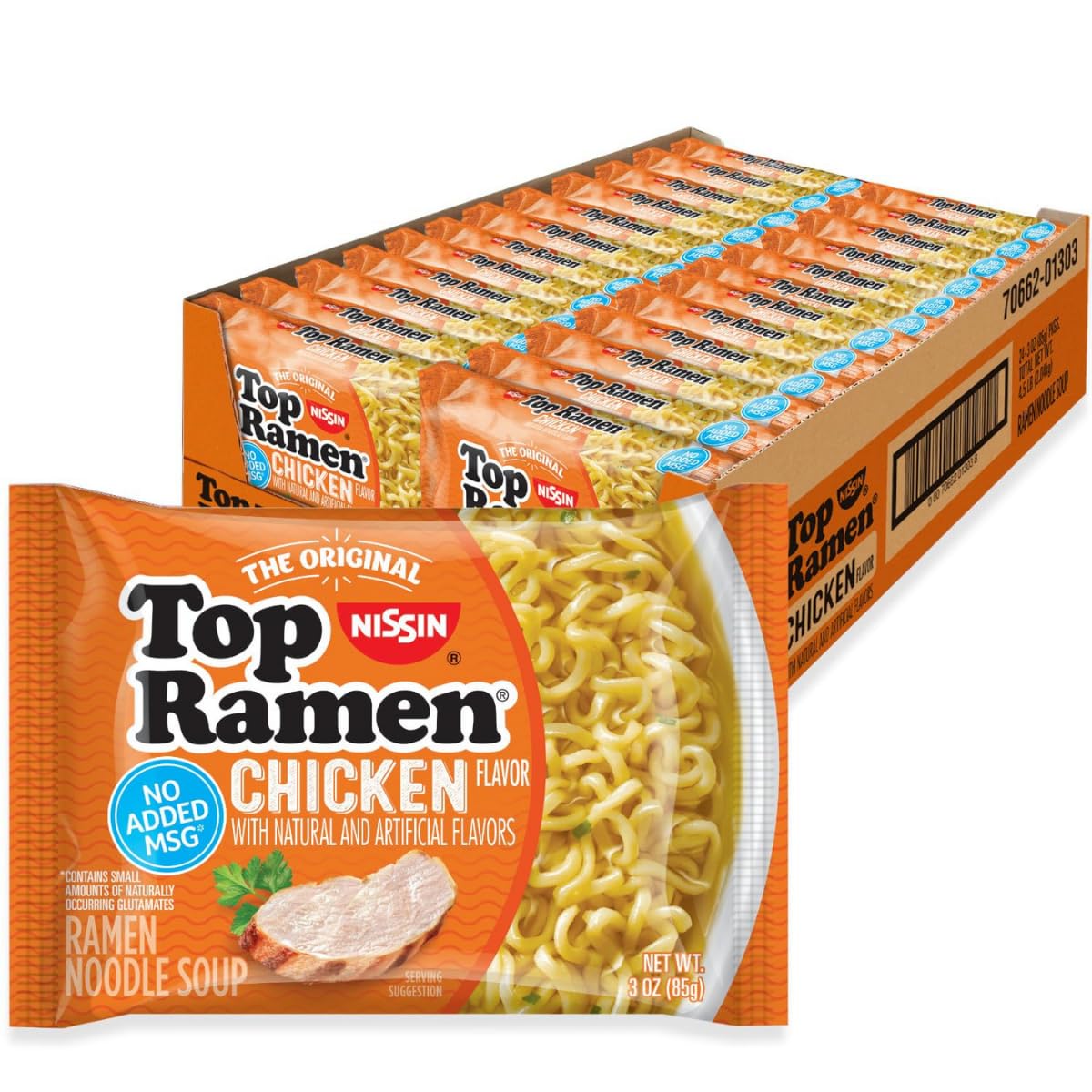 NISSIN chicken flavor instant ramen noodles