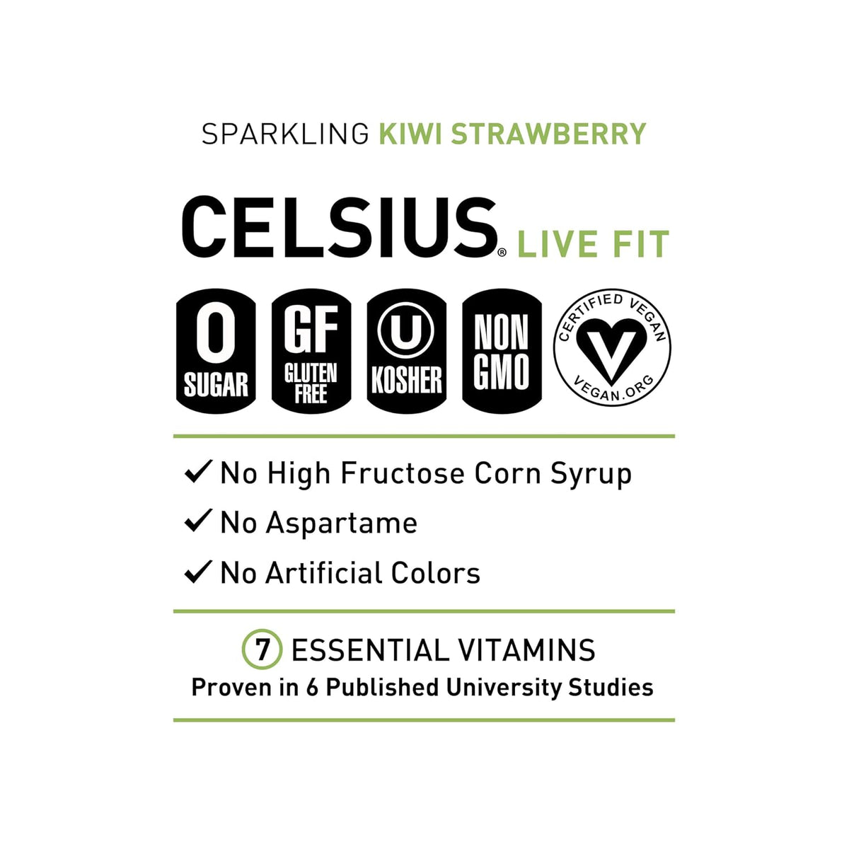 CELSIUS Kiwi Strawberry certified vegan energy drink cans