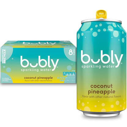 Bubly sparkling water coconut pineapple cans