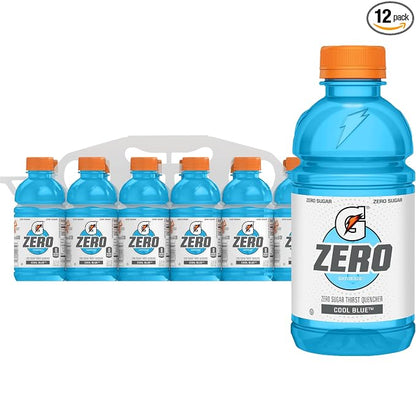 Gatorade Zero Cool Blue sports drink, 12oz bottles in a 12-pack