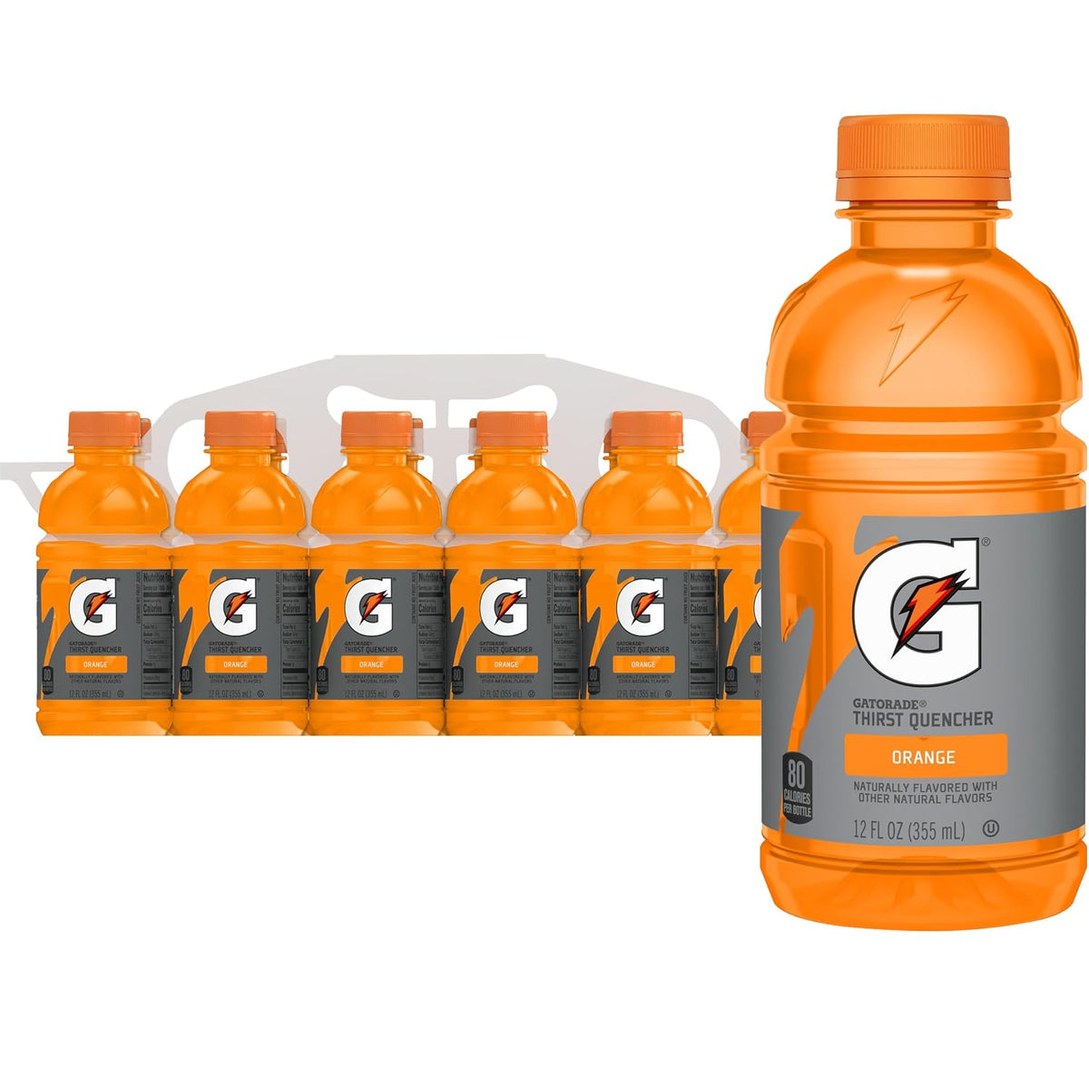 Orange Gatorade 12 fl oz sports drink bottle