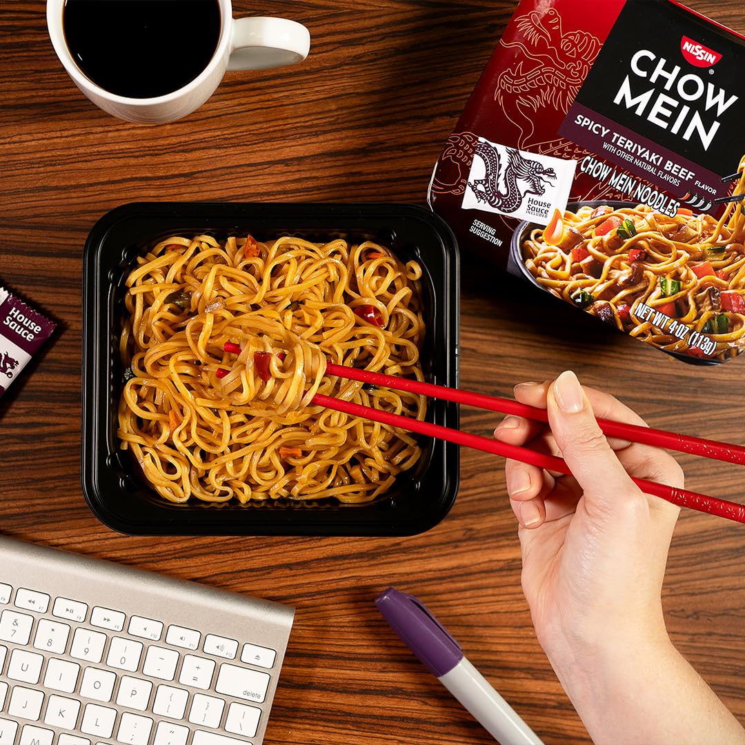 Packaged Nissin chow mein pantry meal