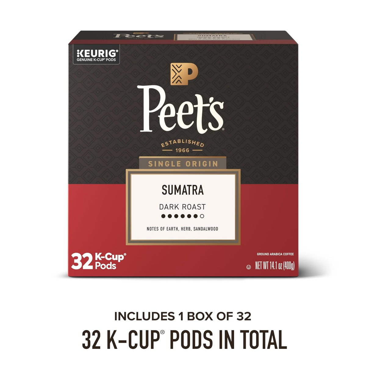 Peet's Sumatra single-serve coffee capsules packaging