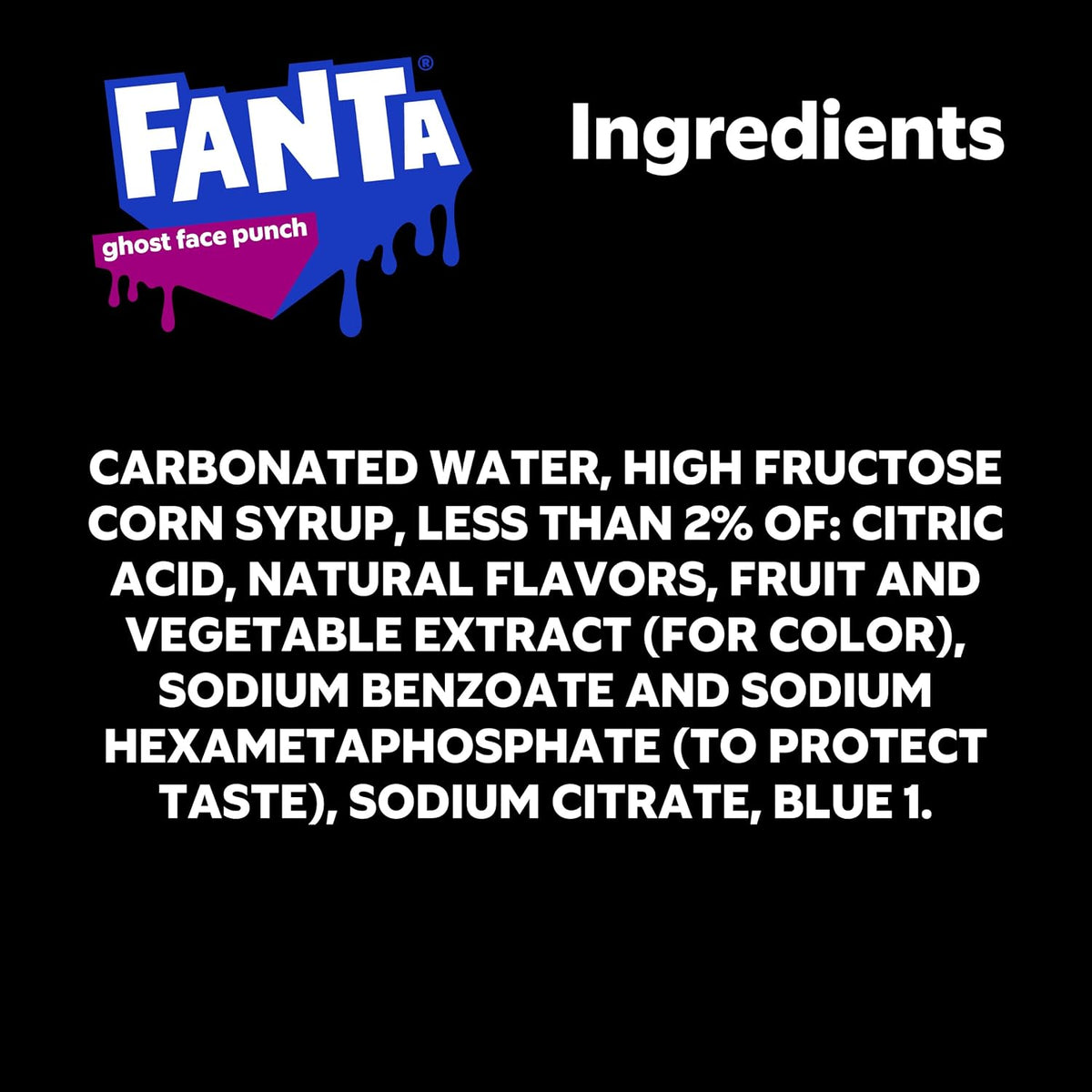 Fanta fruity flavored Ghost Face Punch beverage