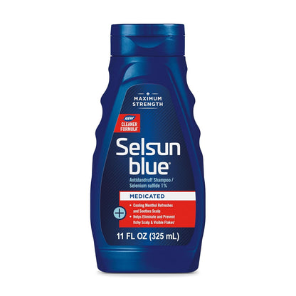 Selsun Blue medicated dandruff shampoo front label