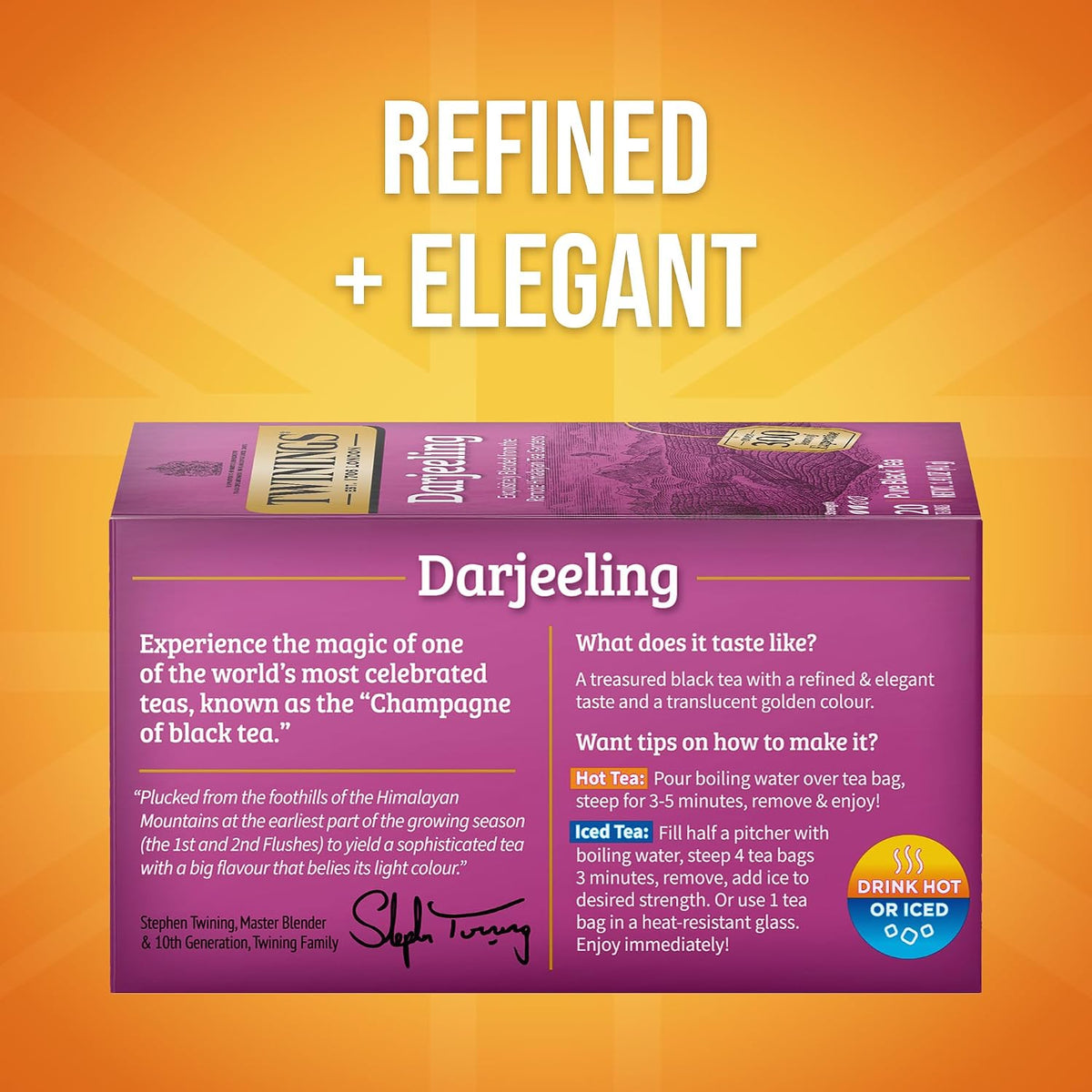 Individually wrapped Darjeeling black tea bags
