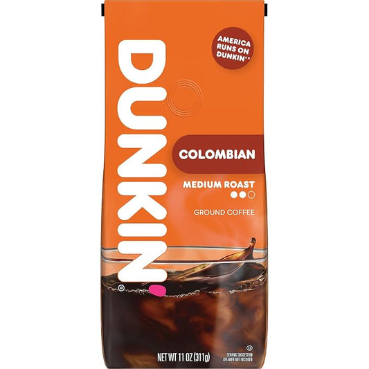 Dunkin’ Colombian medium roast ground coffee, 11 oz bag