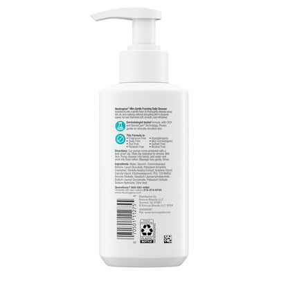 Neutrogena Ultra Gentle Foaming Facial Cleanser, Fragrance Free Hydrating Face Wash for Sensitive Skin, Daily Non Over Drying Makeup Remover, Hypoallergenic, Soap & Dye Free, Non-Comedogenic, 16 Fl Oz