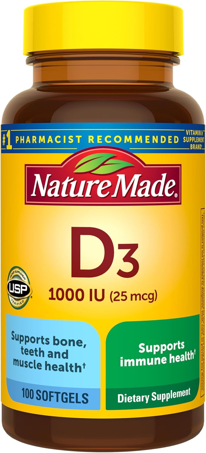 Nature Made Vitamin D3 1000 IU softgels bottle