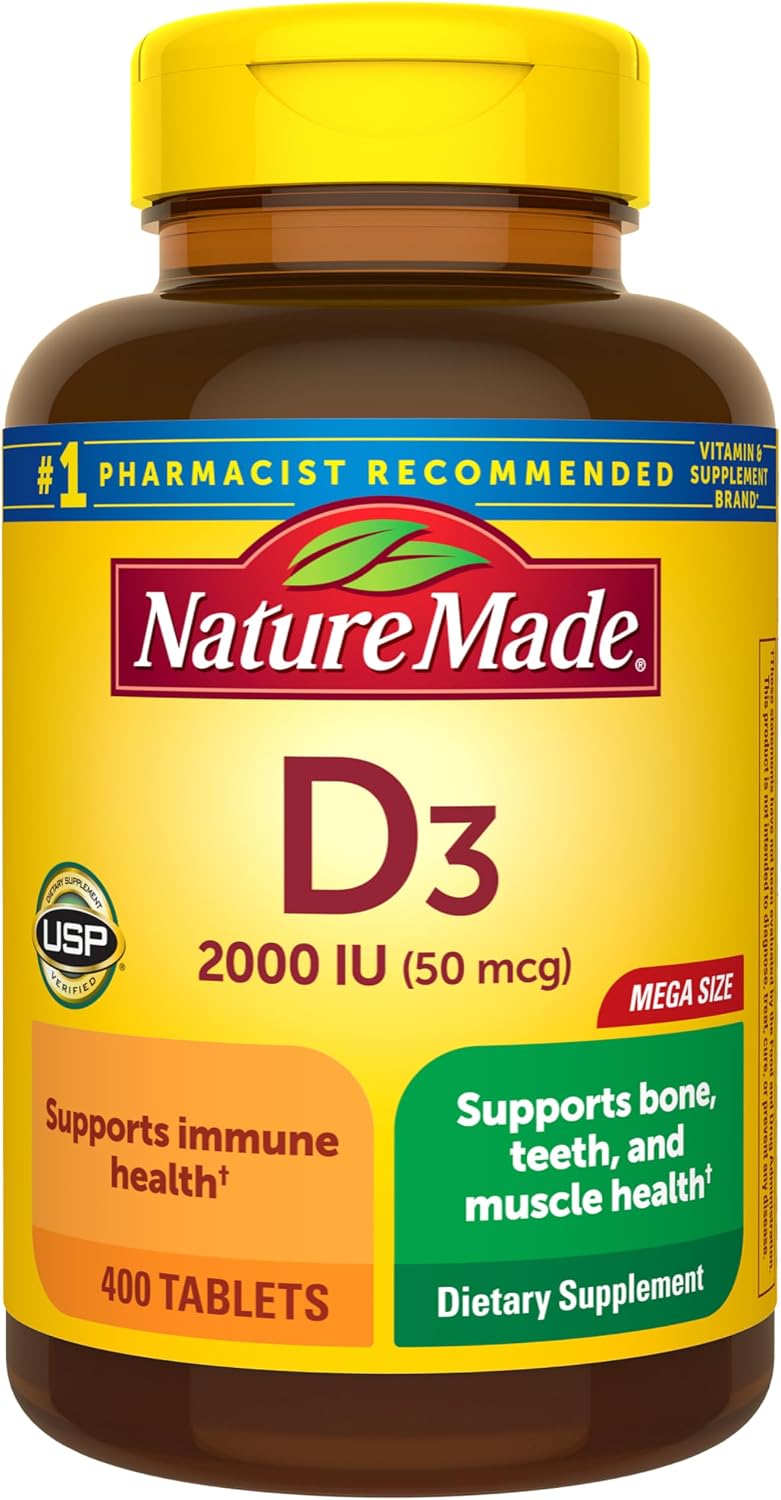 Nature Made D3 50 mcg supplement facts label