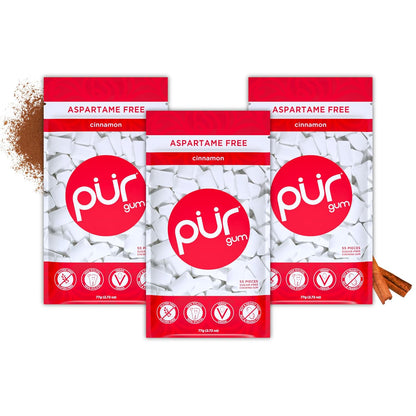 PUR Cinnamon sugar free gum resealable bags