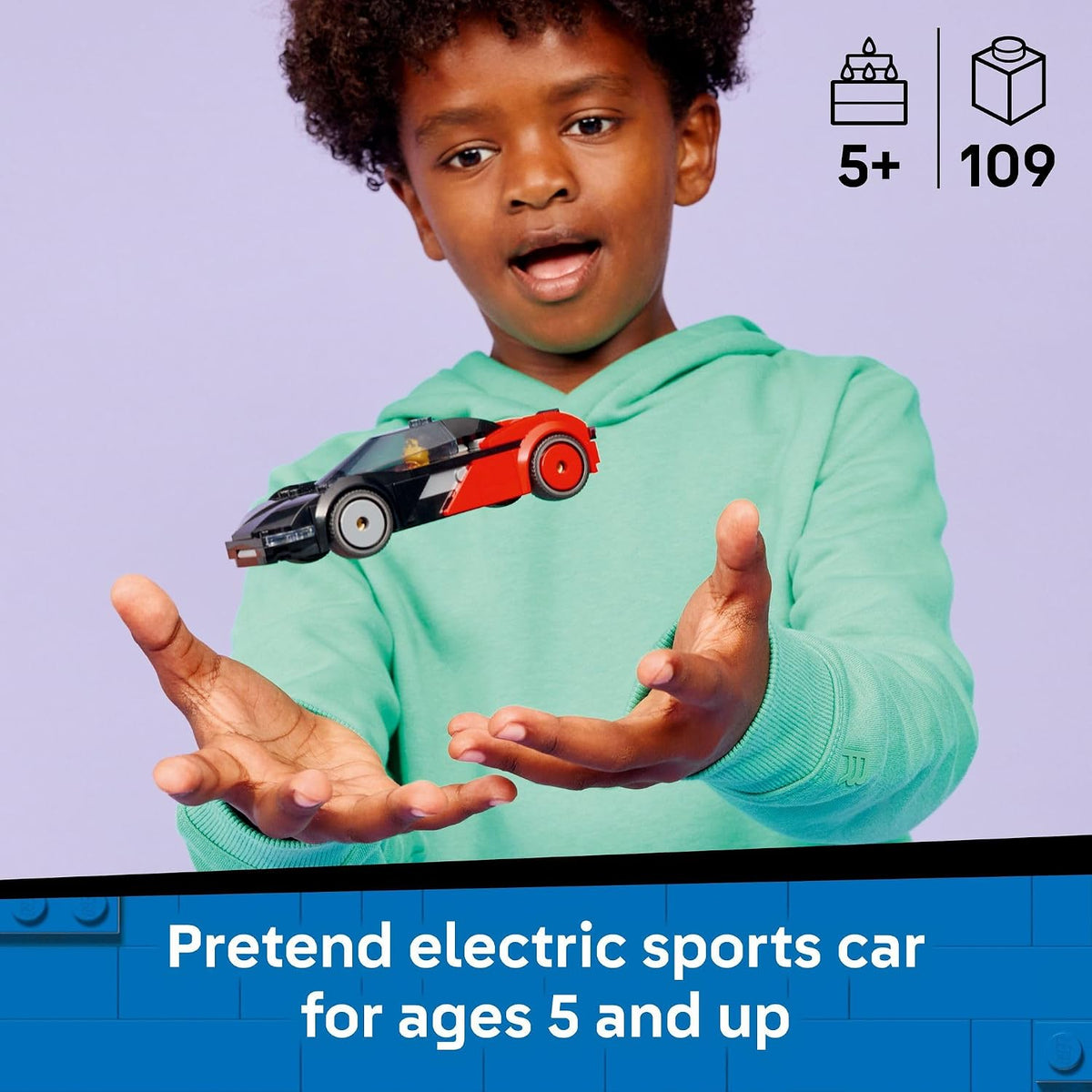LEGO EV Supercar with driver minifigure