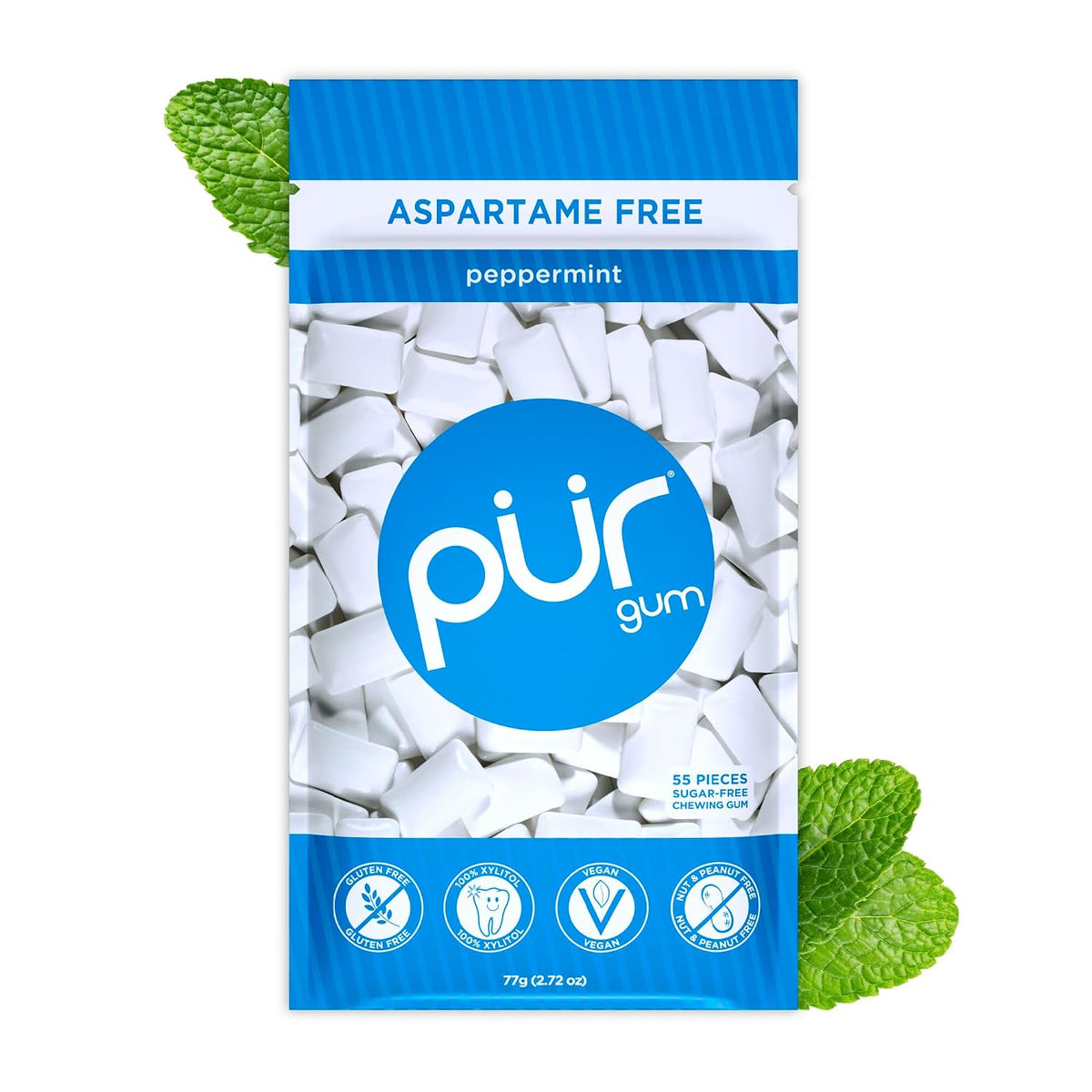 Sugar free peppermint chewing gum by PUR Gum