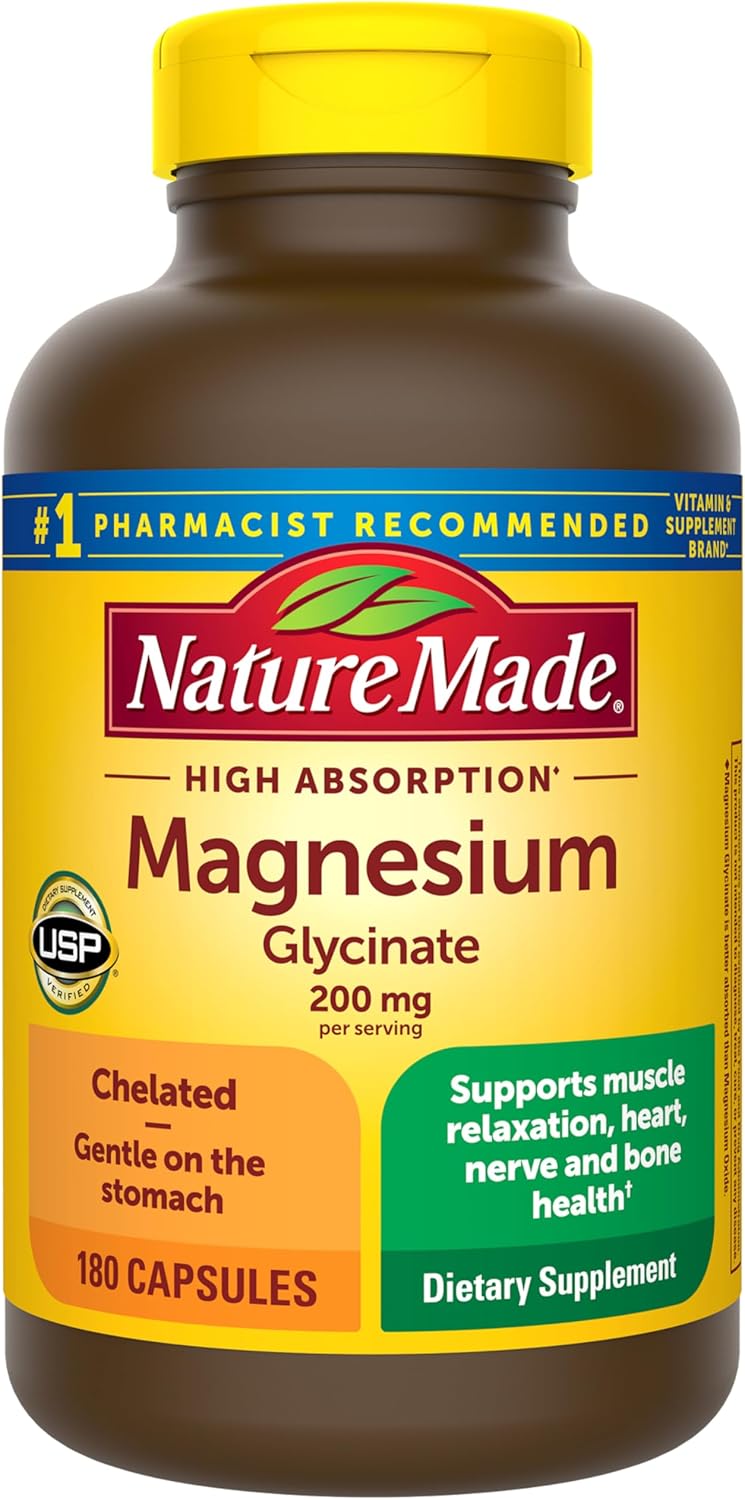 Nature Made magnesium glycinate supplement facts bottle