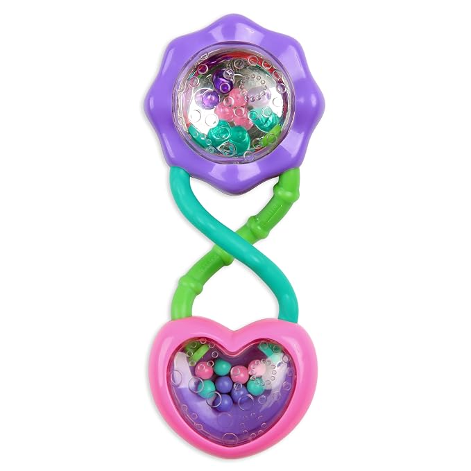 Easy grip baby rattle with colorful beads