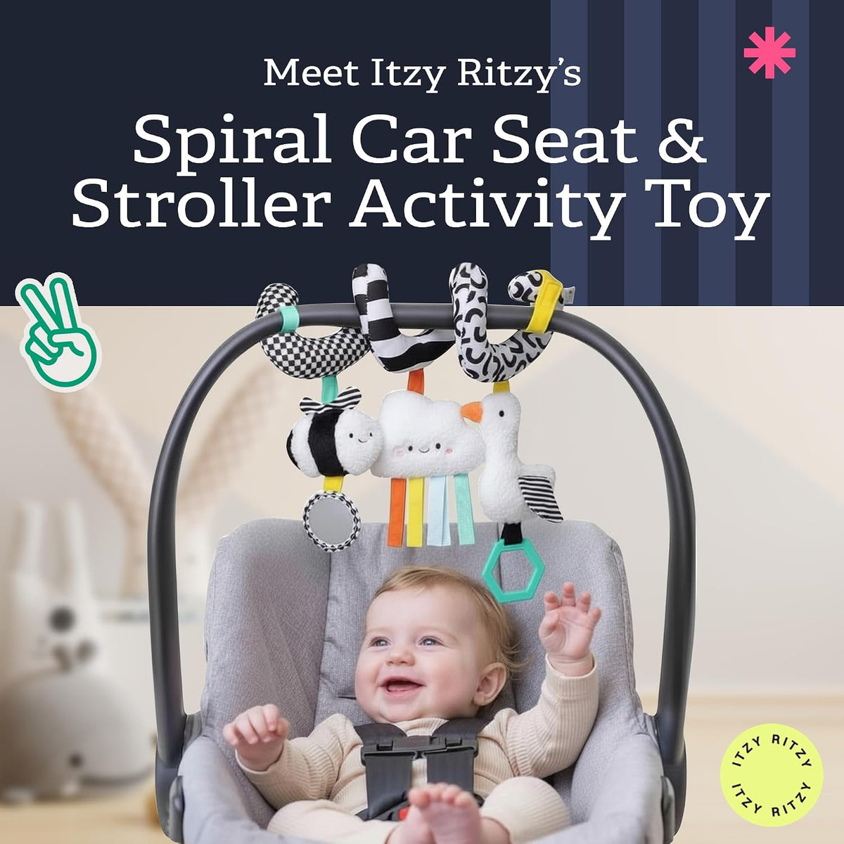 Soft cotton spiral travel toy for babies 0 plus