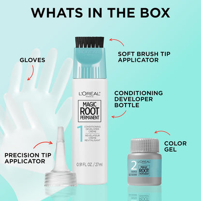 Precision brush applicator root touch-up hair color