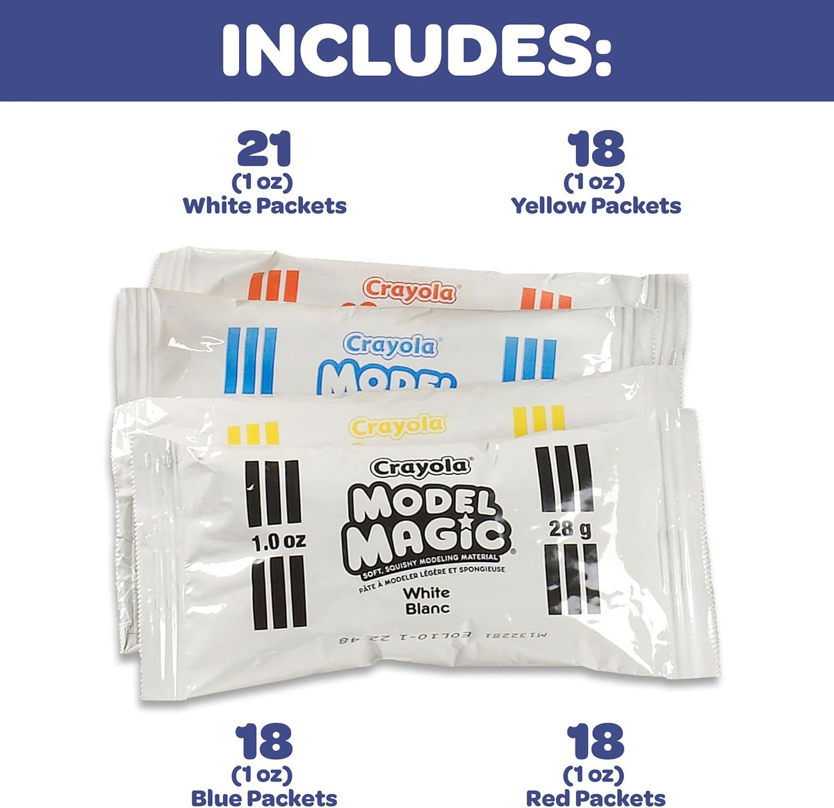 Crayola Model Magic red yellow blue and white packets