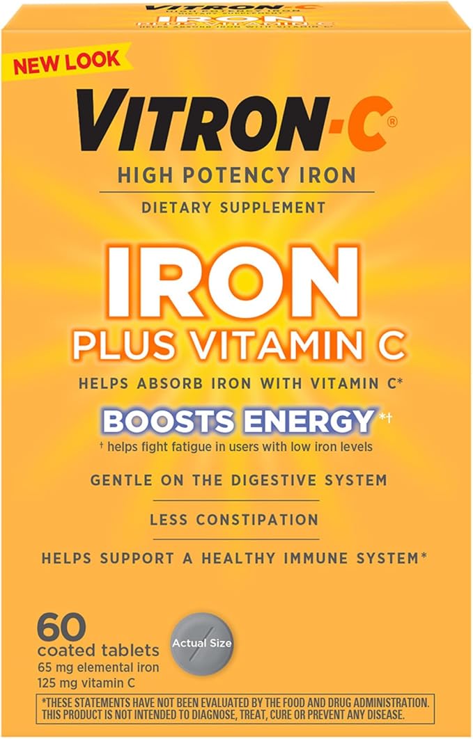 Vitron-C Iron Supplement Plus Vitamin C bottle 60 count
