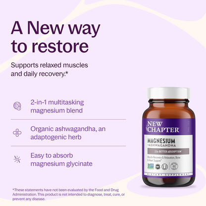 Magnesium glycinate supplement with organic ashwagandha