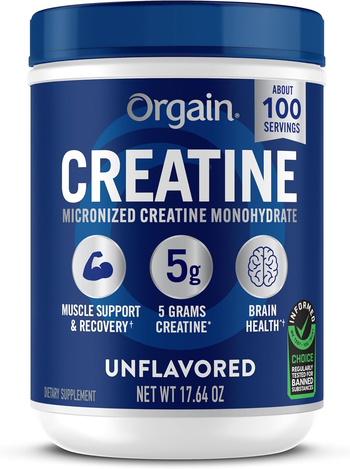 Orgain 5g micronized creatine powder front label