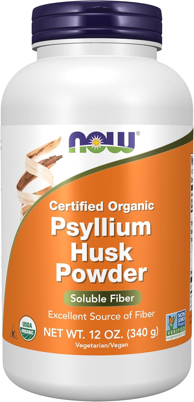 NOW Organic Psyllium Husk Powder 12 oz container