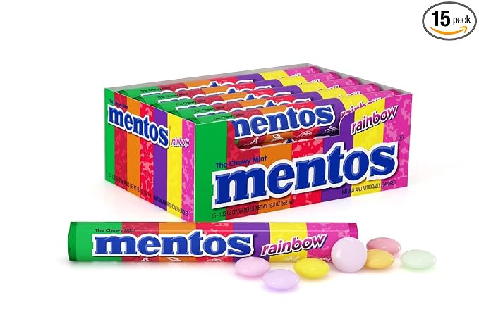 Mentos Rainbow chewy mint candy roll 15-count pack