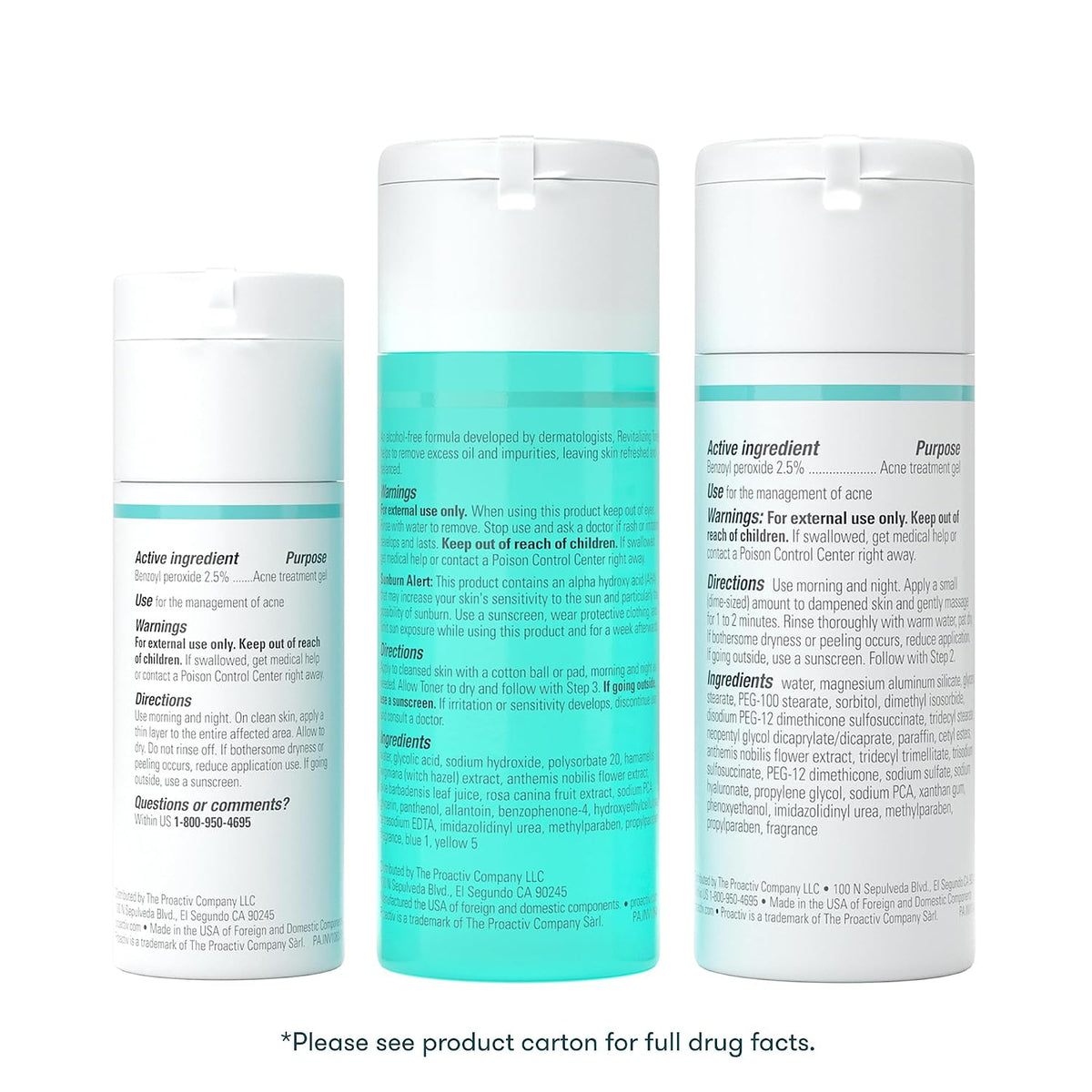 Proactiv Renewing Cleanser Revitalizing Toner Repairing Treatment kit