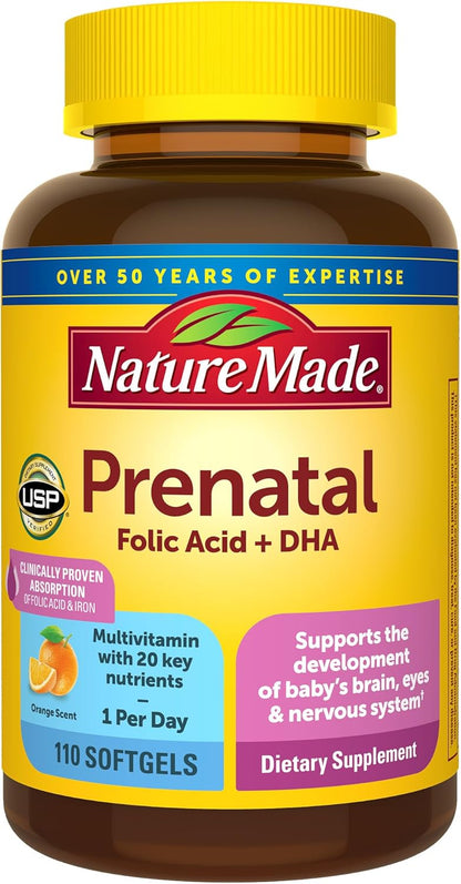 Nature Made Prenatal Vitamins 110 softgels supplement packaging