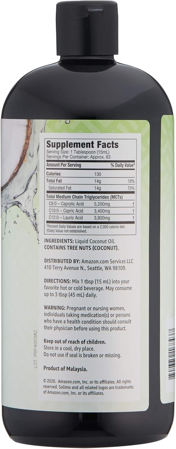Unflavored MCT oil bottle for hot or cold beverages