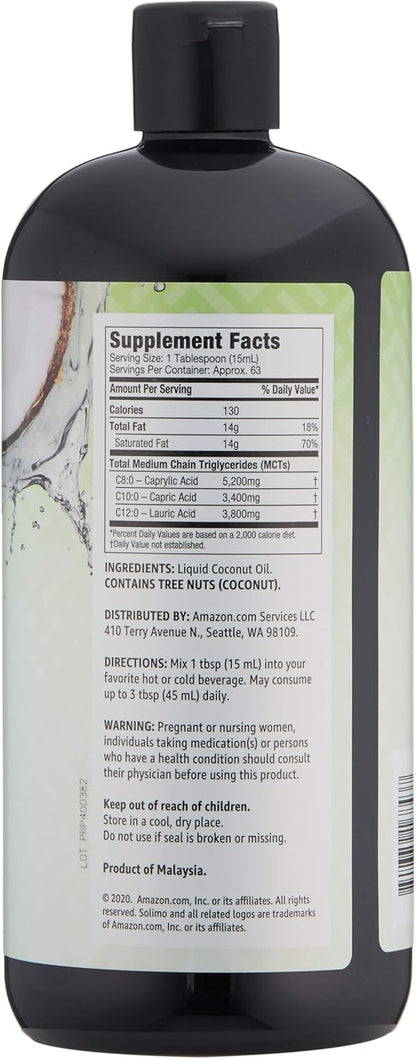Unflavored MCT oil bottle for hot or cold beverages
